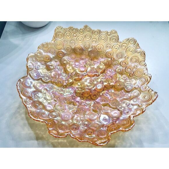 Amber Iridescent Decorative Bowl AKCAM Turkey 13 X 13 Rare - Picture 5 of 8